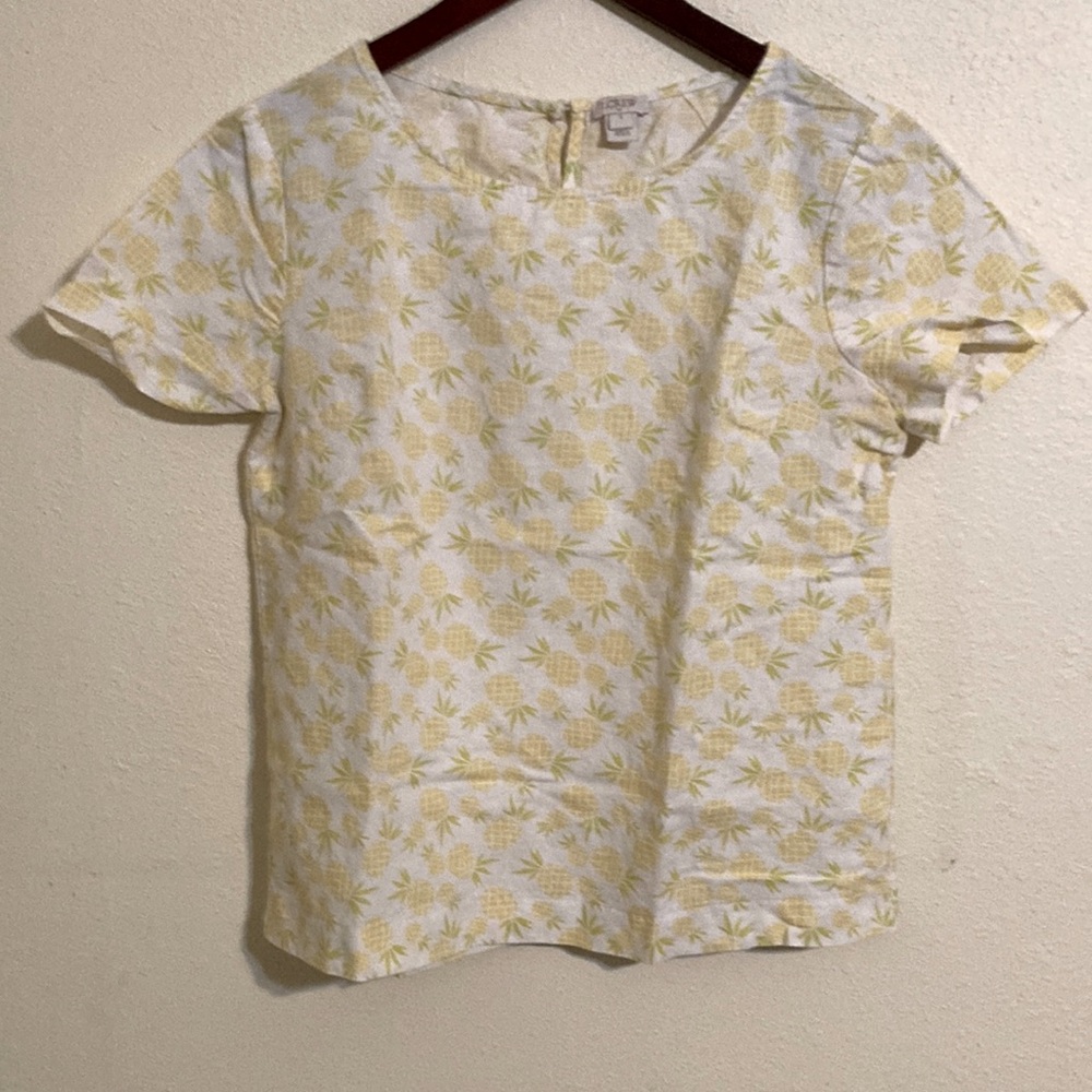 J crew short sleeve top with pineapple print. Size small.